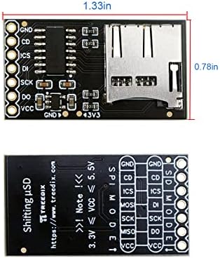 Treedix 2 бр. Такса за смяна на нивото на microSD карта с интерфейс SPI Вграден Конвертиране на ниво за Arduino UNO R3