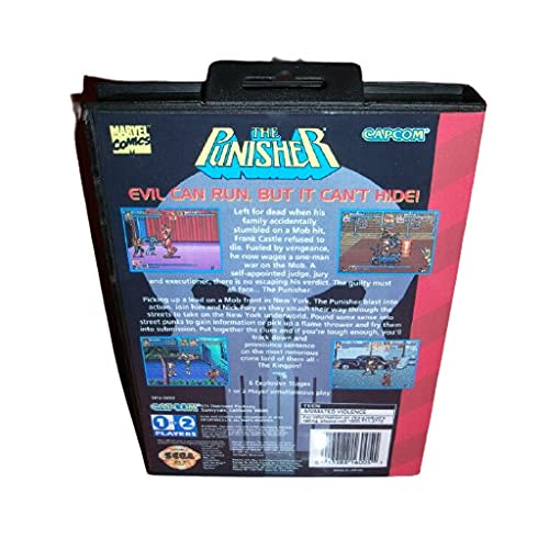 Калъф Aditi The Punisher САЩ с кутия и ръководството За игралната конзола Sega Megadrive Genesis 16 бита MD Card (калъф за САЩ и ЕС)