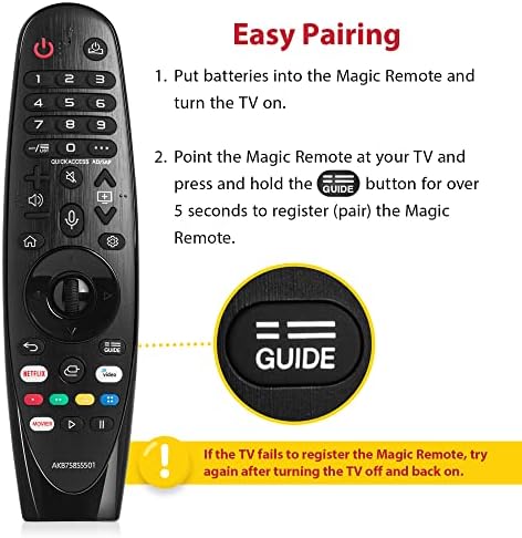 Универсален гласов дистанционното управление на LG Magic Remote, съвместим с много модели на LG, с функция на показалеца на мишката, горещи клавиши, Netflix и Prime Video, Google / Alexa