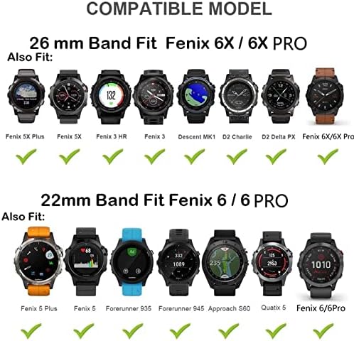 EEOM 22 ММ и Каишка за часовници, каишки за часовници на Garmin Fenix 6S 6SPro, Быстросъемные Силиконови каишки за ръчни часовници Easy Fit за Garmin Fenix 5S/5S Plus (Цвят: K, размер: 22 мм)